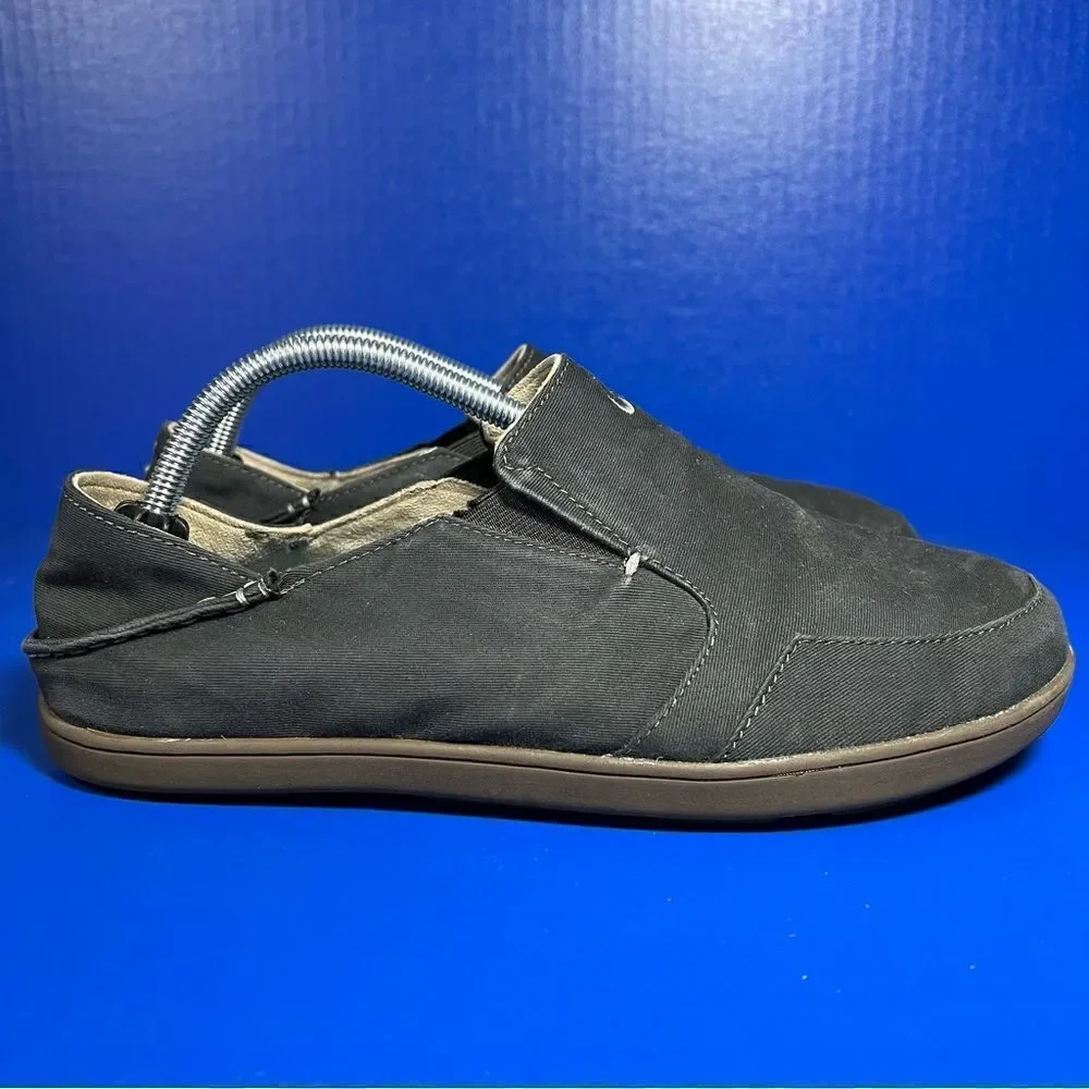 OluKai Mens‎ Nohea Twill Slip On Shoes Black 9 10178-4040